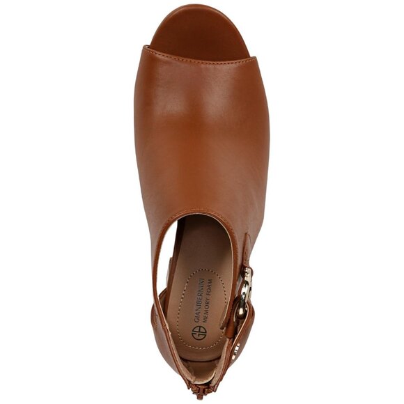 Giani Bernini Buckle Memory Foam Block Heel Shooties Cinnamon Leather Brown 10M - Picture 10 of 10
